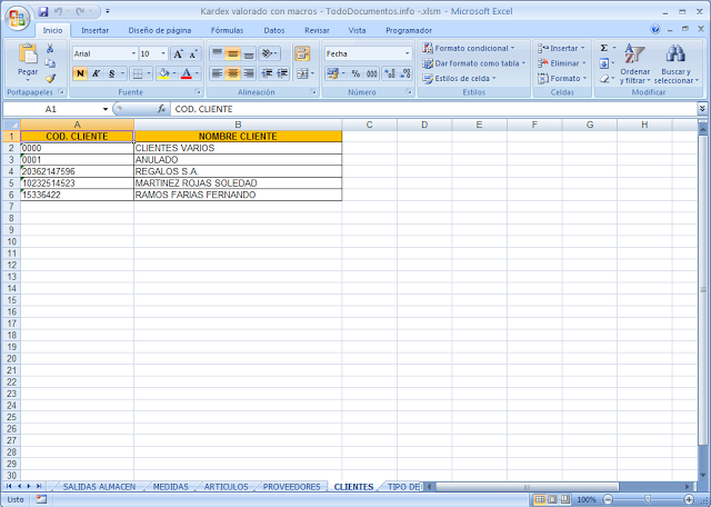 Hoja de kardex valorado en excel con macros