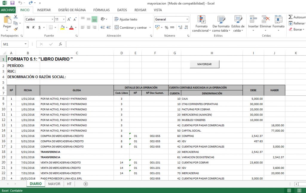 Plantilla excel - Mayorización