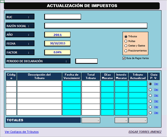 Calculadora tributaria en excel | Excel Contable