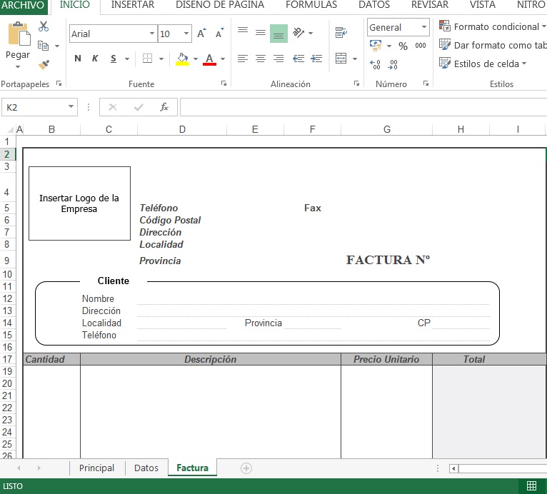 plantilla excel factura