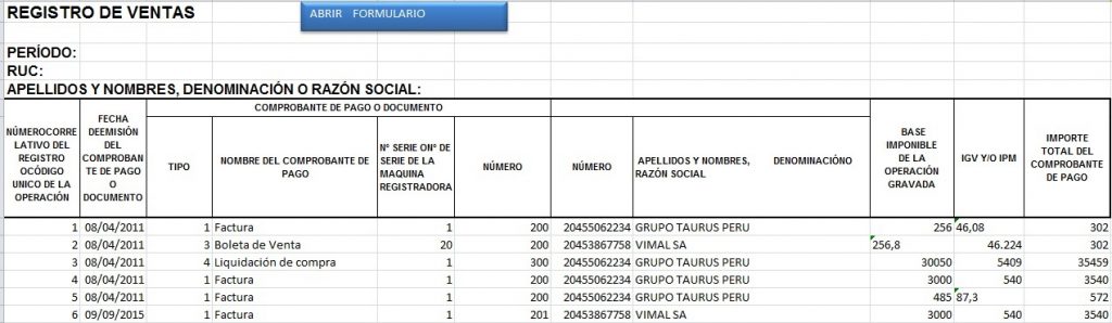 Plantilla excel Registro de ventas en excel