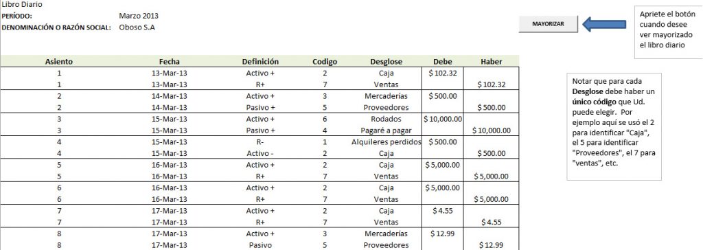 Macro para mayorizar el libro diario de forma automática
