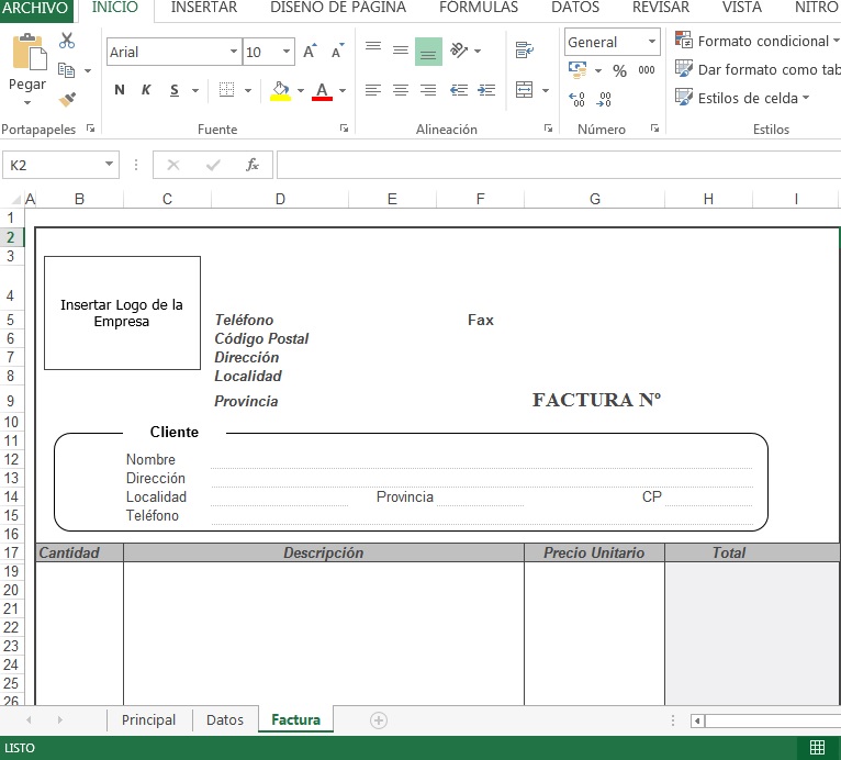 Descargar Plantilla Excel Factura