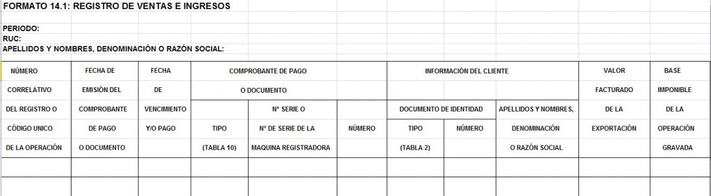 Plantilla excel registro de ventas Formato 14.1