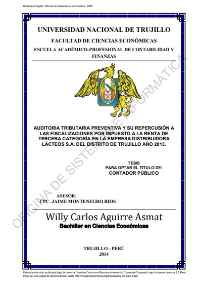 Auditoria tributaria preventiva y su repercusión a las fiscalizaciones por impuesto a la renta de tercera categoría