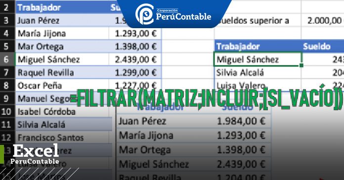 Función FILTRAR en Excel