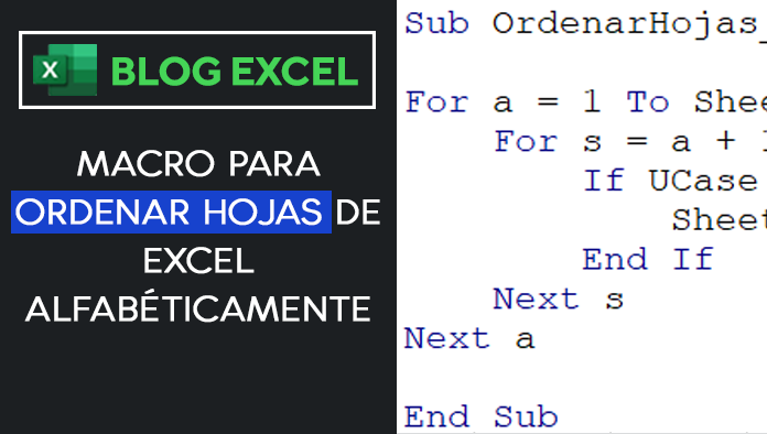 MACRO PARA ORDENAR HOJAS DE EXCEL ALFABÉTICAMENTE